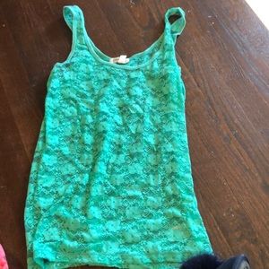 Mint Green and Pink Aeropostale Lace Cami Set